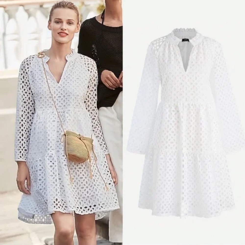 NWT J. Crew White Eyelet dress Large Petite